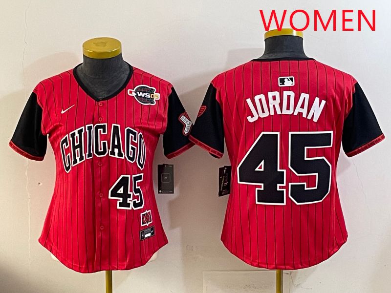 Women 2025 Chicago White Sox #45 Jordan Red Joint Name Nike MLB Jersey style 8